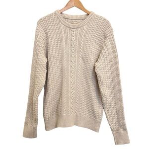 J.Crew Cable Knit Cotton Sweater in Cream - Women’s L